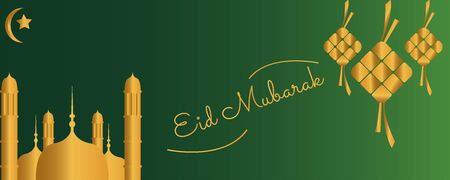 web banner eid mubarak with green background