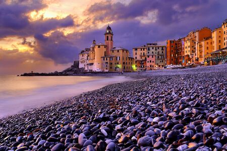 Camogli at sunset, Ligurian coast, Italyの写真素材