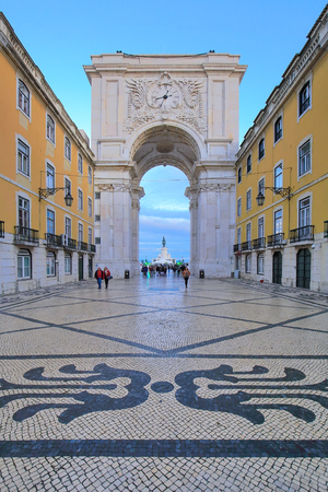 Rua Augusta Arch in Lisbon, Portugalのeditorial素材