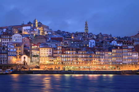 Ribeira in the evening in Porto, Portugalのeditorial素材