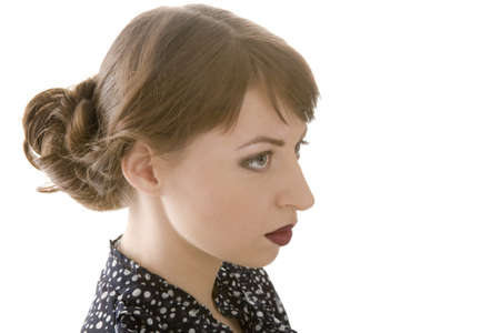 portrait of the beautiful young girl,  isolation on a white backgroundの写真素材