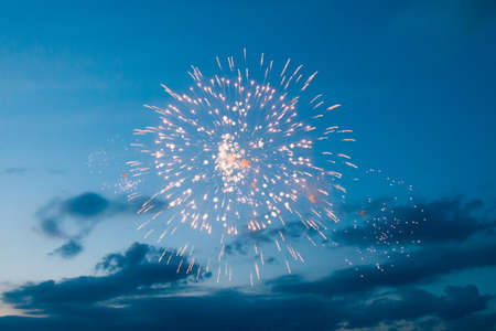 beautiful salute over the Neva River in the city of St. Petersburg, Russiaの写真素材
