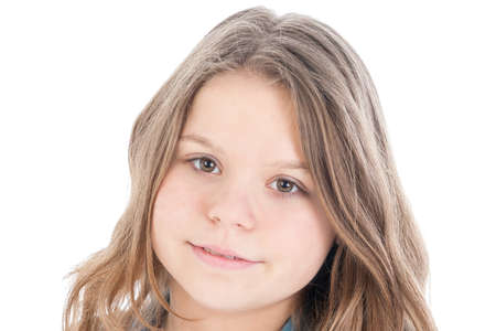 portrait of the beautiful young girl on a white backgroundの写真素材