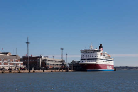 Helsinki, Finland-March 29 2014 : the SILJA LINE ferry sails from Helsinki port. Ferries of the...