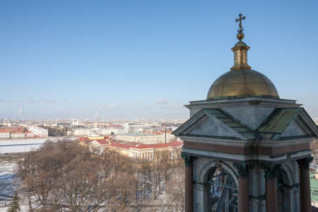 View of St. Petersburg from height of St. Isaac's Cathedral in clear winter dayの写真素材