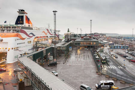 HELSINKI, FINLAND - OCTOBER 25 :the ferry boat TALLINIK is moored at the mooring in port of the city...