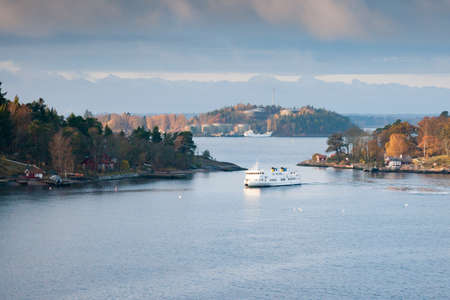 STOCKHOLM,SWEDEN-OCTOBER 26:Viking Line ferry float on fjords of the Baltic Sea , Sweden OCTOBER 26...