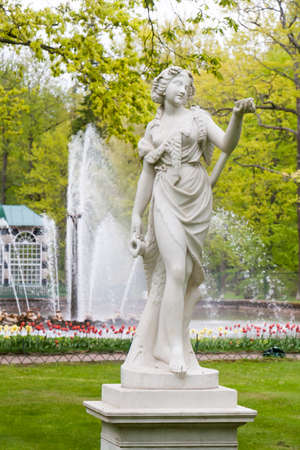 St. Petersburg, RUSSIA-JUNE 03, 2017.The fountain in the park of Petrodvorets. Peterhof-one of suburbs of St. Petersburg with a large number of ancient fountainsのeditorial素材