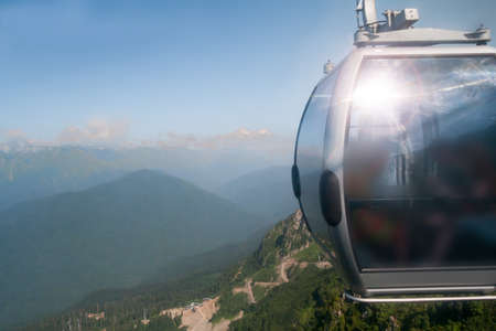 elevator cabin in the Caucasus Mountains in clear summer day, RUSSIAの写真素材