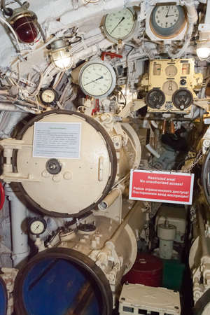 ST. PETERSBURG, RUSSIA - NOVEMBER 12 2017:Interior of Russian Soviet submarine in museum of naval forces.のeditorial素材