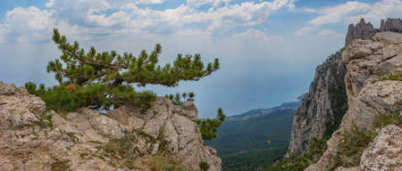 panoramic view of the Caucasus Mountains in clear summer dayの写真素材