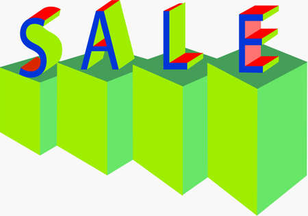 letters of the word sale standing on multilevel posts on a white backgroundのイラスト素材