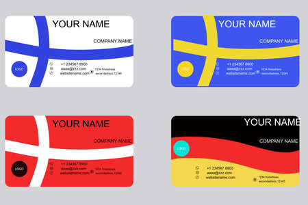 set of business cards in the form of flags of the countries of the European Union. Finland, Sweden, Germany, Denmarkのイラスト素材