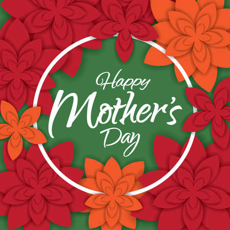 Happy mother's day layout design with flowers. Vector illustration. Happy Mothers Day cute feminine design for menu, flyer, card, invitation.のイラスト素材