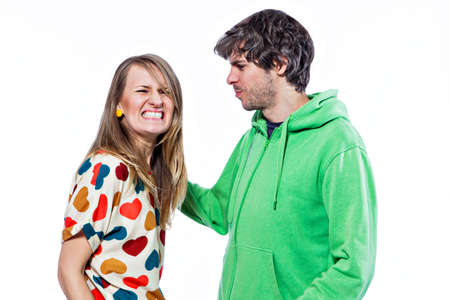 Young couple fighting and feeling very angryの写真素材