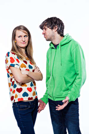 Young couple fighting with angry facesの写真素材