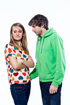 Young couple fighting and arguingの写真素材