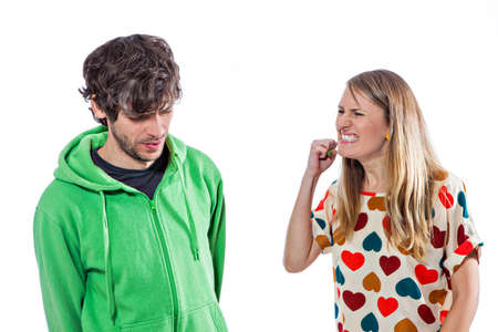 Young couple fighting and yellingの写真素材
