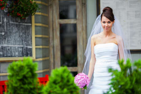 Young bride on her wedding dayの写真素材