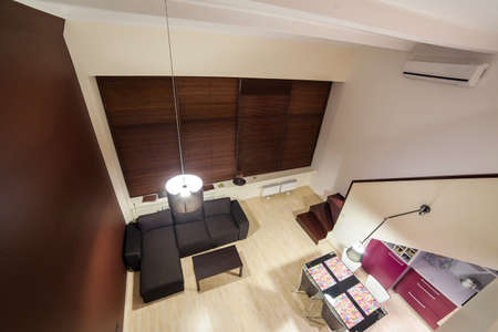 Evening in modern and cozy loft type flatの写真素材