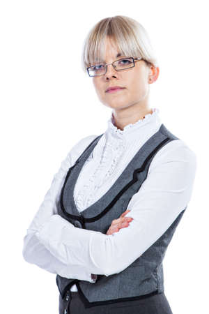 Portrait of elegant business woman on white backgroundの写真素材