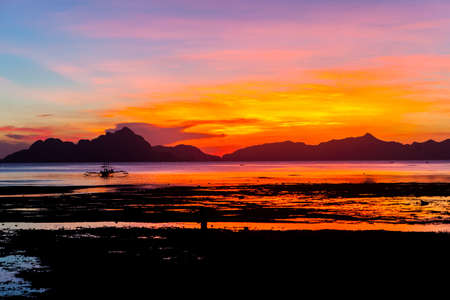Sunset at the beach in Philippinesの写真素材