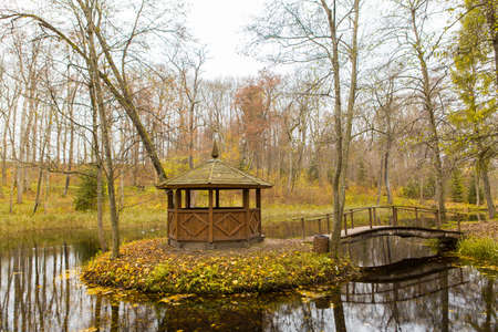 Autumn in the park in Lithuaniaの写真素材