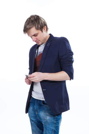 Young man talking on the phoneの写真素材
