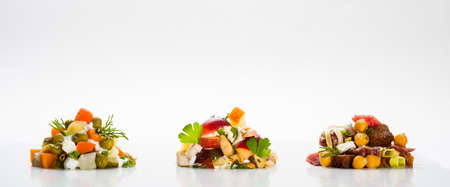 One piece salad on the white tableの写真素材