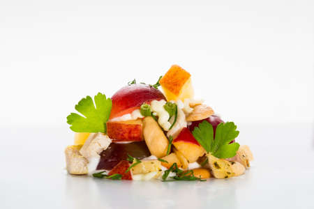 One piece salad on the white tableの写真素材