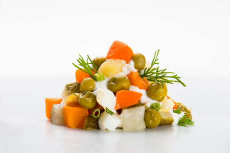 One piece salad on the white tableの写真素材