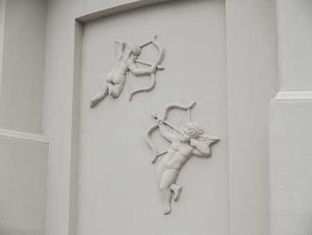 Angels bas relief Cupidの写真素材