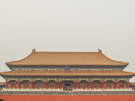 Beijing Forbidden city roofs viewのeditorial素材