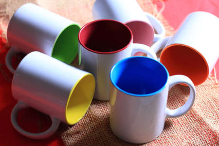 Mugs with different colorsの写真素材
