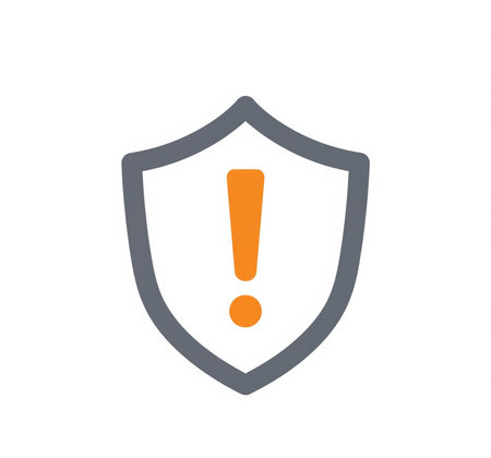 Shield with exclamation mark icon. Flat style. Vector illustration.の素材