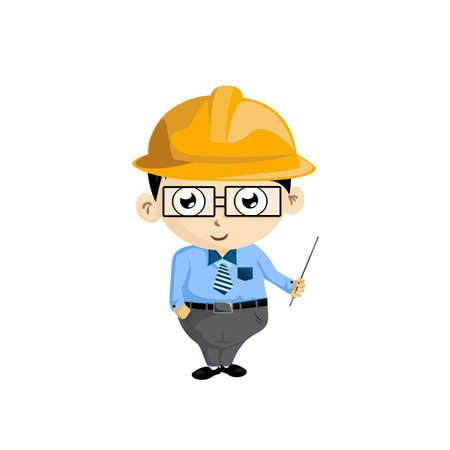 The character of engineer cartoon vector on white backgroundのイラスト素材