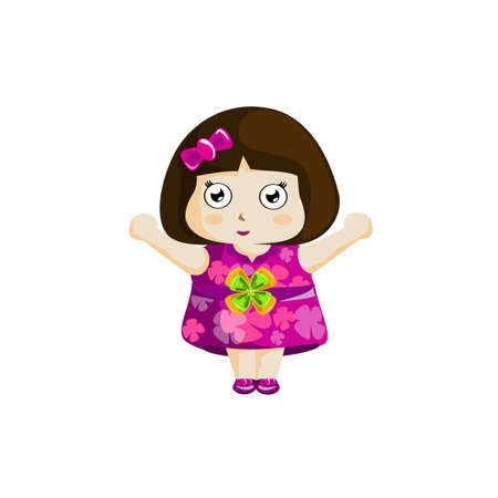 Illustration of a Cute Little Girl Wearing beautiful dressesのイラスト素材
