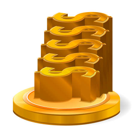 Illustration for Gold Dollar Coin on five stepのイラスト素材