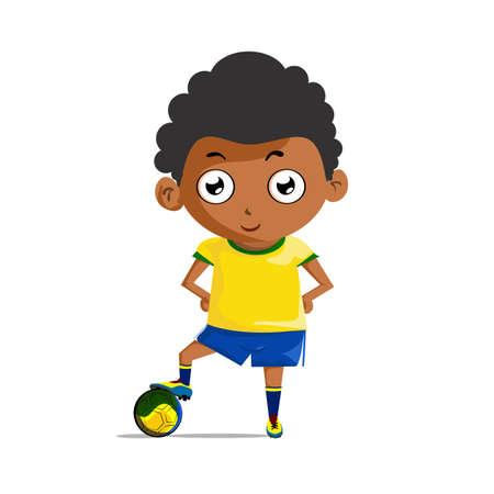 Illustrations Footballers wearing yellow shirt on a white background のイラスト素材