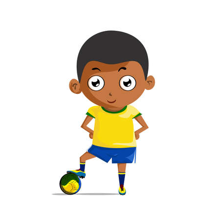 Illustrations Footballers wearing yellow shirt on a white background のイラスト素材