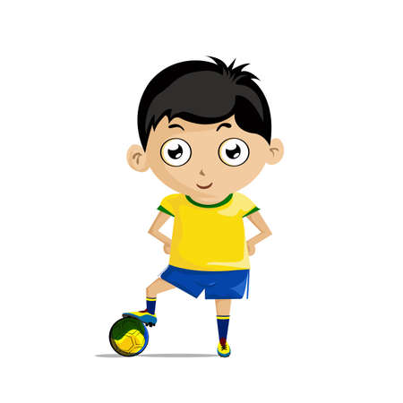 Illustrations Footballers wearing yellow shirt on a white background のイラスト素材