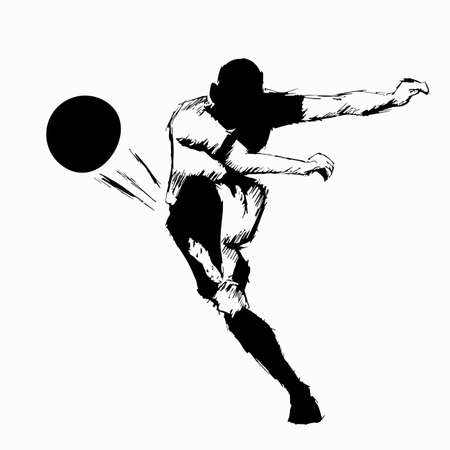 Illustrations footballer kicking a ball on white background のイラスト素材