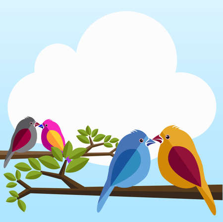 Illustrations of the Lover birds on the treeのイラスト素材