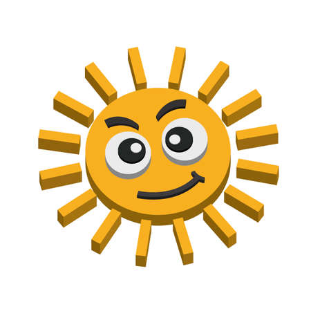 Illustrations of Summer sun on white backgroundのイラスト素材