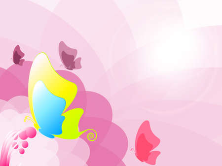Illustration of Colorful butterfly on pink backgroundのイラスト素材