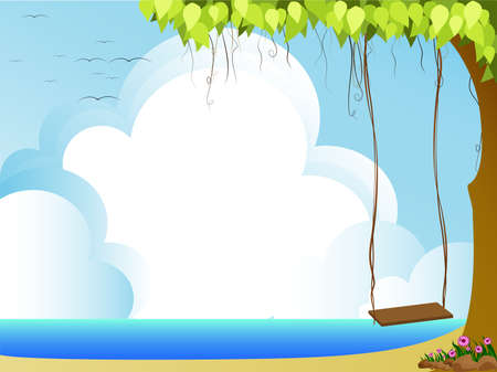 Illustration of sea,clouds,and blue skyのイラスト素材