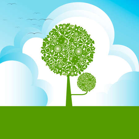 Illustration of Green tree for backgroundのイラスト素材