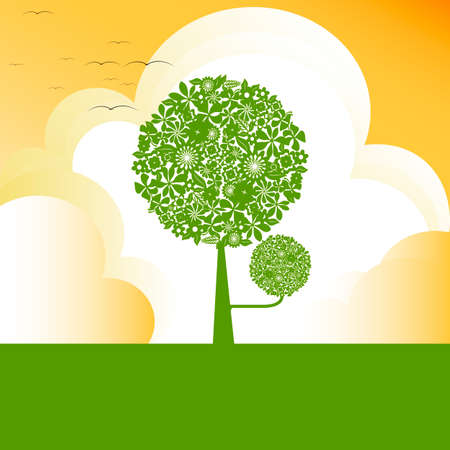 Illustration of Green tree for backgroundのイラスト素材