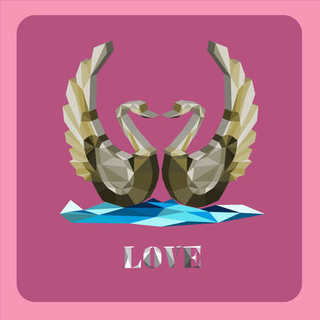 abstract love swans with geometric  compositionのイラスト素材