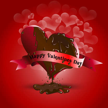 Chocolate Heart Valentines cardのイラスト素材
